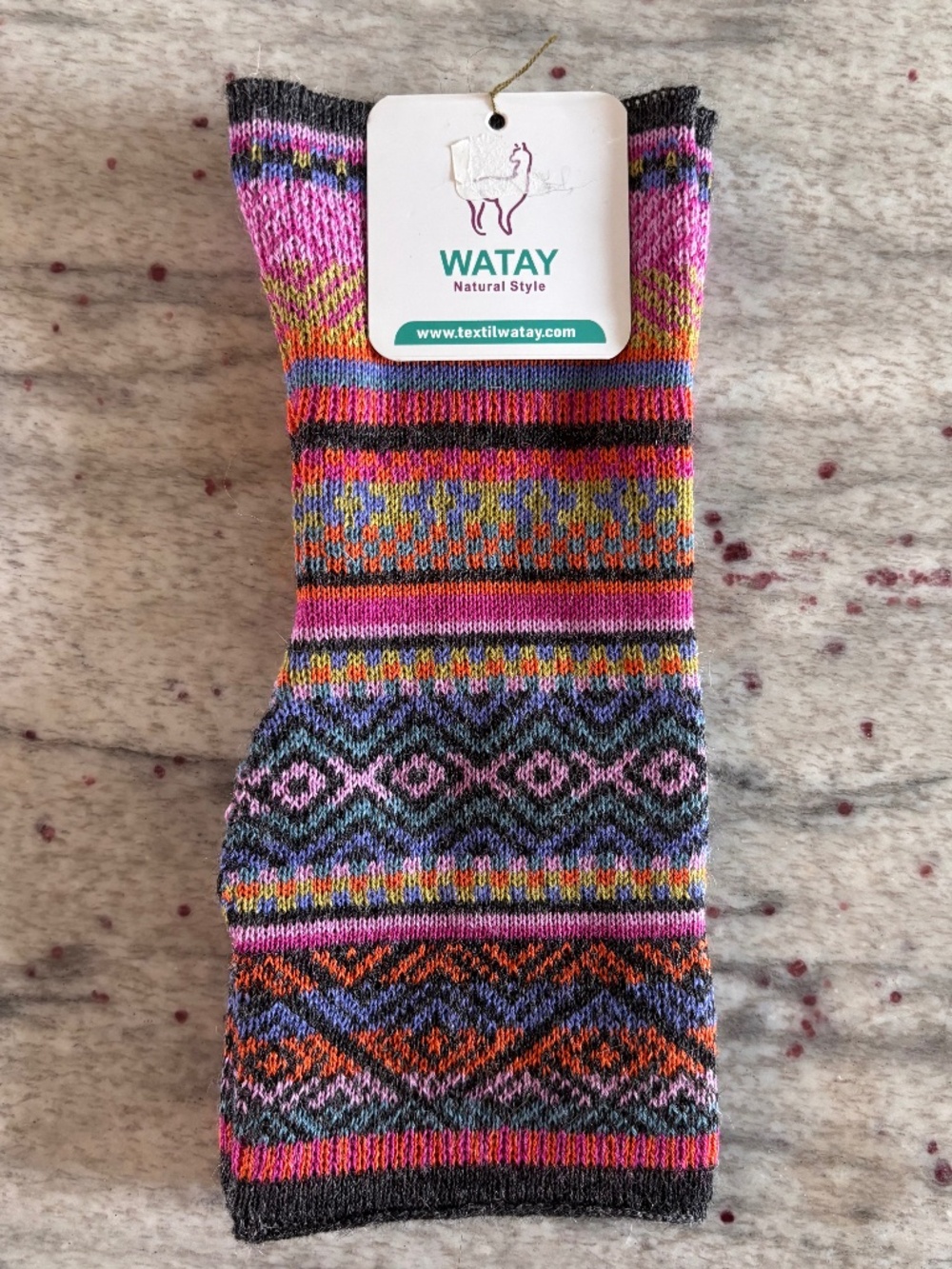 Peru Watay 100% Alpaca Wool Fingerless Gloves Adult Size Hand Knit Multicolor
